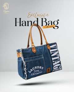 Handcrafted Bags Collection Multi Purpose Bags: Qyom Bag Blue - Vintage Canvas Bag