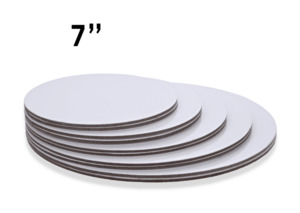7" White Round Cardboard Cake Board
