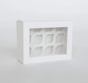 Fbt Bundle Mini Cupcake: 12 Mini Cupcake Boxes with Clear Window - Gloss White
