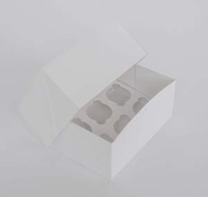 Fbt Bundle Mini Cupcake: 6 Mini Cupcake Boxes with Clear Window - Gloss White
