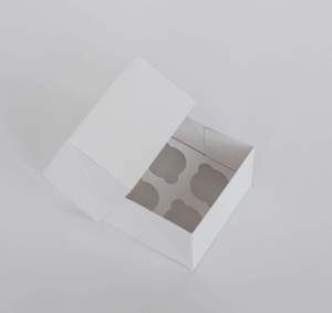 Fbt Bundle Mini Cupcake: 4 Mini Cupcake Boxes with Clear Window - Gloss White