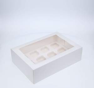 Fbt Bundle Regular Cupcake: 12 Regular Tall Cupcake Boxes with Clear Window - Gloss White