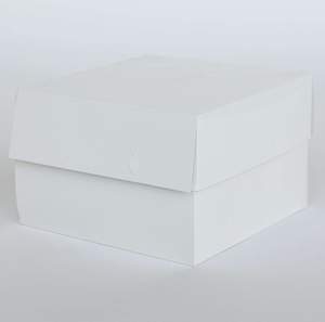 Fbt Bundle Cake: 8” x 8” x 8” Standard Height Cake Dessert Box with Top Cover - Gloss White