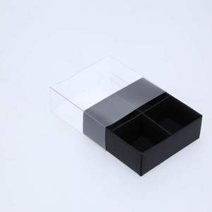 Chocolate Boxes: 4 Chocolate Box with Clear Slide Cover - Black Designer Range