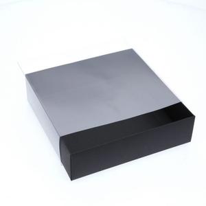 Dessert Boxes: 18 x 18 x 5cm Medium Cookie Dessert Box with Clear Slide Cover - Black Designer Range