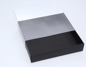 15.5 x 15.5 x 3cm Small Cookie Dessert Box with Clear Slide Cover - Black Designer Range