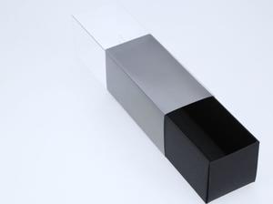 Dessert Boxes: 6 Macaron Dessert Box with Clear Slide Cover - Black Designer Range