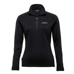 Ladies Black Merino Zip Pullover