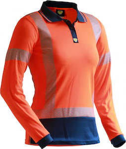 Groundfix: Caution Women's Hi Vis Day Night LS Micro Fibre Polo - PCP1235