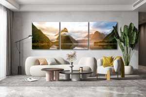 Products: 3 Panel Milford Sound Framed Canvas Art - 2m Wide InkPost NZ