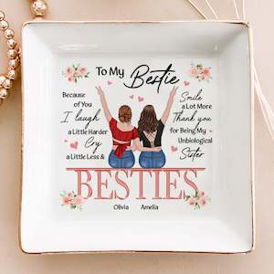 Friendship Thank You I Laugh More Cry Less - Personalized Jewelry Dish