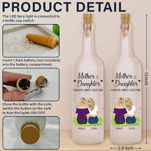 Mother & Daughter Forever Linked Together - Personalized Bottle Light