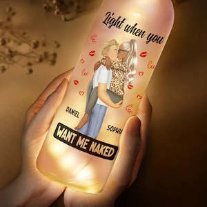 Kissing Couple I Love You Everyday Always Be By Your Side - Personalized Bottle Light