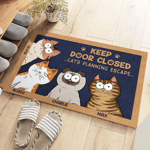 Custom Home Decor: Don't Let The Cat Out No Matter What He Tells You - Cat Personalized Custom Home Decor Decorative Mat - House Warming Gift, Gift For Pet Owners, Pet Lovers