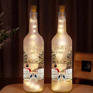 Custom Home Decor: Back Sitting Couple You And Me We Got This - Personalized Bottle Light