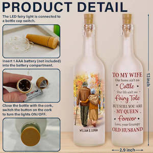 Custom Home Decor: Couple To My Wife Our Home Ain't No Castle - Personalized Bottle Light