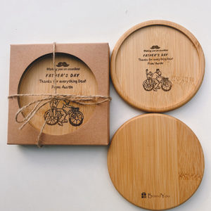 Products: Personalized Text Bamboo Coaster – BrandYou