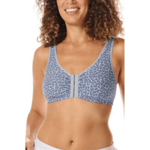 BRAS : Hot Go: Amoena Frances Front Fastening Bra Blue Leopard - Wireless Bras Post Op Bra Hot Gossip - NZ - Amoena