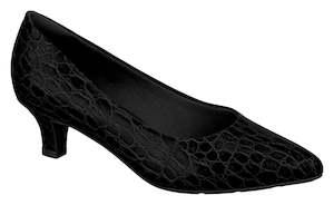 Croco: Modare 7314.100 Women Fashion Business Kitten Heel Black Crocodile