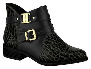 Croco: Women Low Heel Comfortable Ankle Boot Croco Black Modare 7057.107