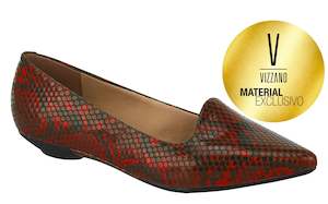 Red: Vizzano 1131.529 Women Brazilian Imprint Cream Flat Cobra Moccasin Multi Red