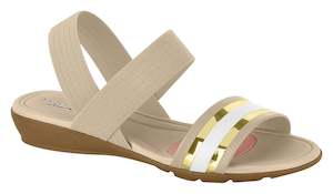 Metallic Trend: Modare 7127.214 Women Comfortable Flat Sandal in Beige White Gold