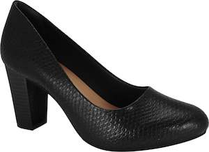 Mid Heel: Ramarim 1894252 Women Fashion Comfortable Business Shoe Mid Heel in Piton Black