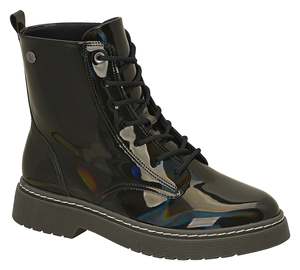Pre Order: Vizzano Ref 3055.103 Women Fashion Military Style Ankle Boot in Patent Holographic Black