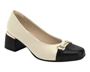Piccadilly Wide Fit Court Shoe - White & Black Croco (Ref 748026)