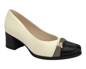 Piccadilly 654046 Mary Jane Pump – Off-White & Black Women's Heels