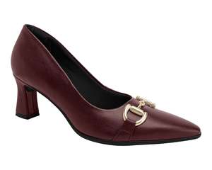Piccadilly Ref 764003 – Ruby Block Heel Pump with Gold Buckle | Work Shoe