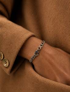 Hearts & Kisses Silver Gourmette Link Bracelet