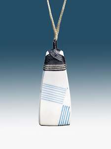 Crown Lynn Blue Gingham Ceramic Pendant