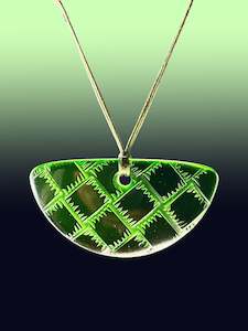 Half Rounds: Half Round Woven Pendant in Bright Green