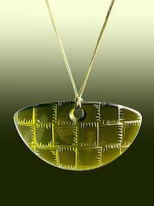 Half Rounds: Half Round Woven Pendant in Warm Green