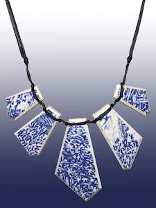 Crown Lynn Blue Ceramic Array Necklace