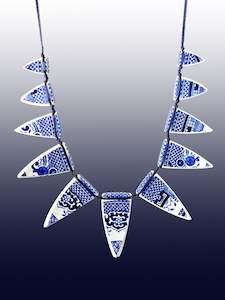 Crown Lynn Willow Pattern Statement Necklace