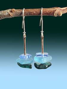 Three Drop Earrings in Blues