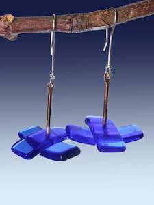 Cross Earrings: Cross Earrings in Cobalt Blue