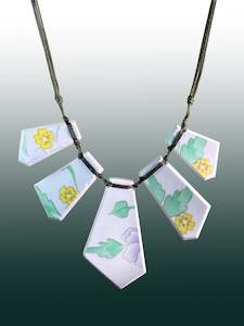 Ceramic Necklaces: Vintage Floral Ceramic Array Necklace