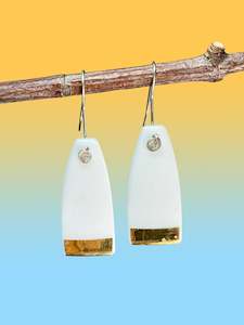Ceramic Earrings: White and Gold Ceramic Earrings