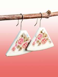 Ceramic Earrings: Floral Fan Ceramic Earrings