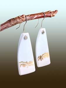 Ceramic Earrings: Gold Flourish Ceramic Earrings