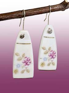 Ceramic Earrings: Pink Flower Ceramic Earrings