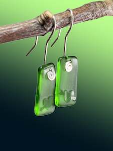 Signature Earrings 1: Heart Signature Earrings in Bright Green