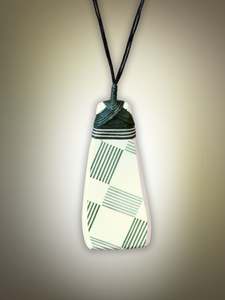 Crown Lynn Green Gingham Ceramic Pendant