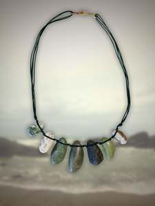Gem Stone Necklace Greys and Greens