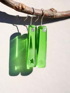 Star Signature Earrings in Bright Green