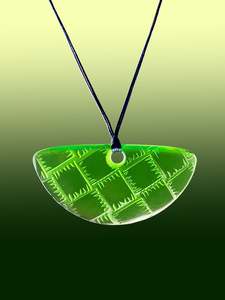 Half Round Woven Pendant in Bright Green