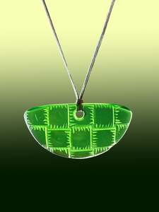 Half Round Woven Pendant in Bright Green